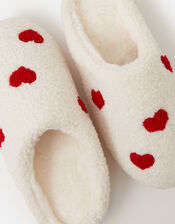 Heart Teddy Mule Slippers, Cream (CREAM), large
