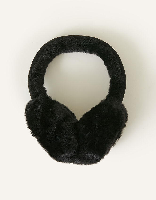 Faux Fur Suedette Ear Muffs Black Hats Accessorize UK