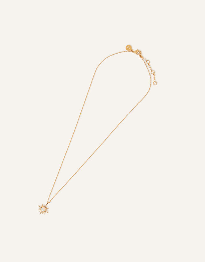 14ct Gold-Plated Opal Starburst Pendant Necklace, , large
