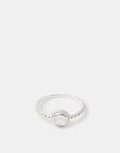 Sterling Silver Healing Stone Ring, Clear (CLEAR), large