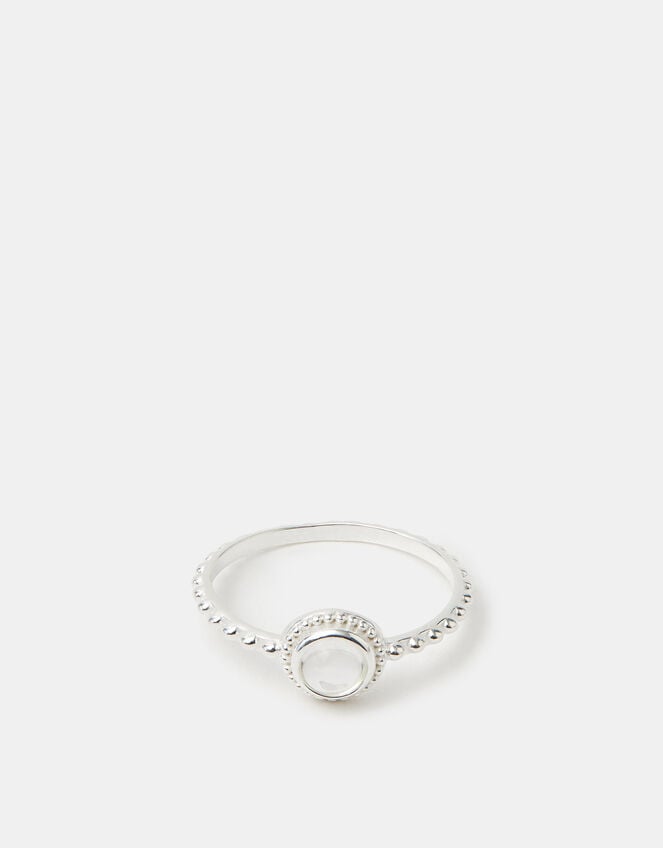 Sterling Silver Healing Stone Ring, Clear (CLEAR), large