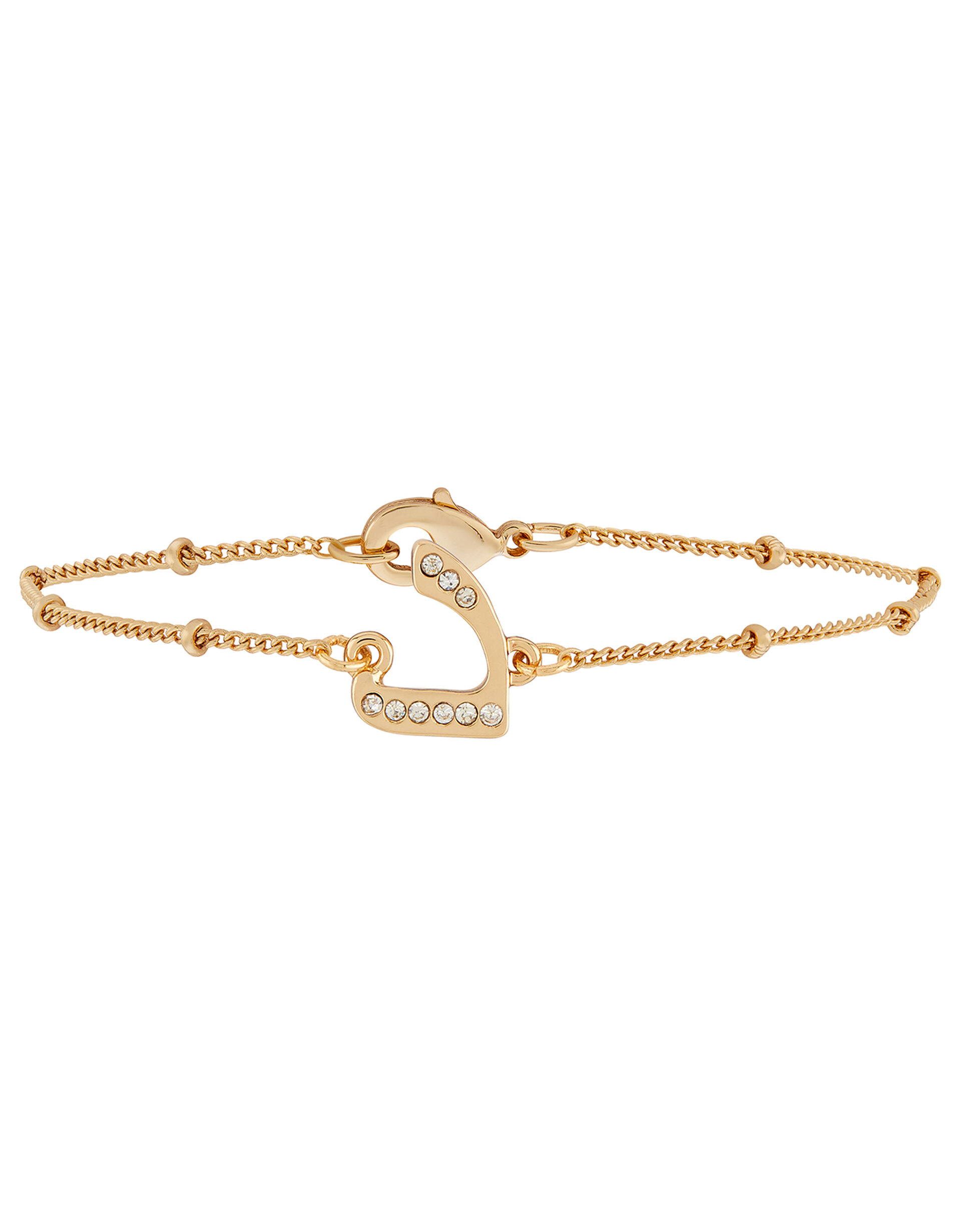 Gold-Plated Arabic Initial Bracelet - D, White (CRYSTAL), large