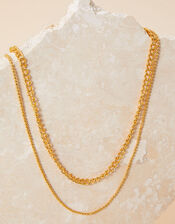 Gold-Plated Ball Chain Layered Necklace, , large