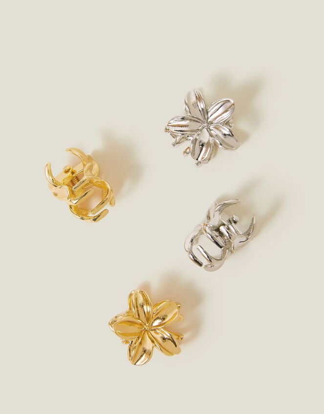 4-Pack Mini Metal Flower Claw Clips, , large