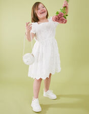 Girls Glitter Bow Round Bag, , large