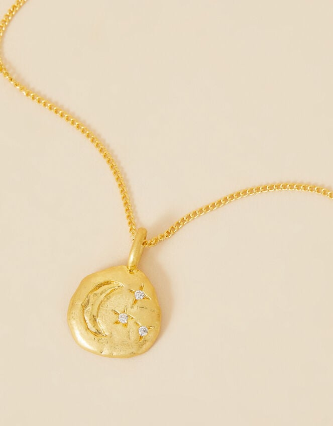 Gold-Plated Organic Sparkle Moon Necklace, , large