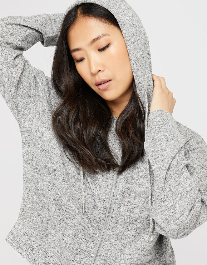Grey Marl Zip Hoody, Grey (GREY), large