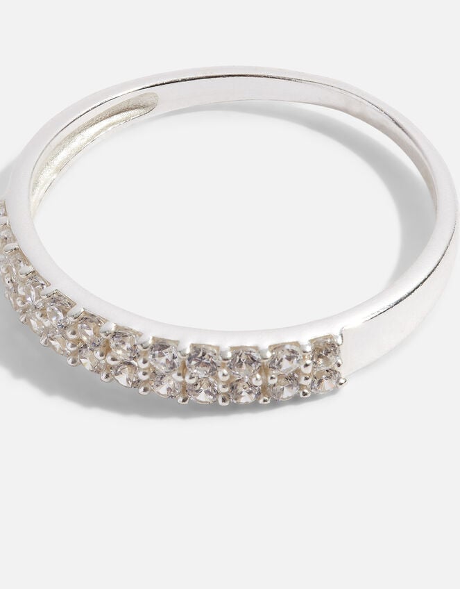 Sterling Silver Bling Encrusted Band Ring, White (ST CRYSTAL), large