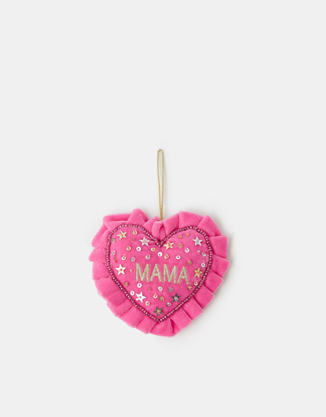 Mama Velvet Heart Christmas Tree Decoration, , large