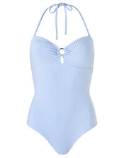 Bobbi Bandeau Swimsuit with Detachable Straps, Blue (BLUE), large