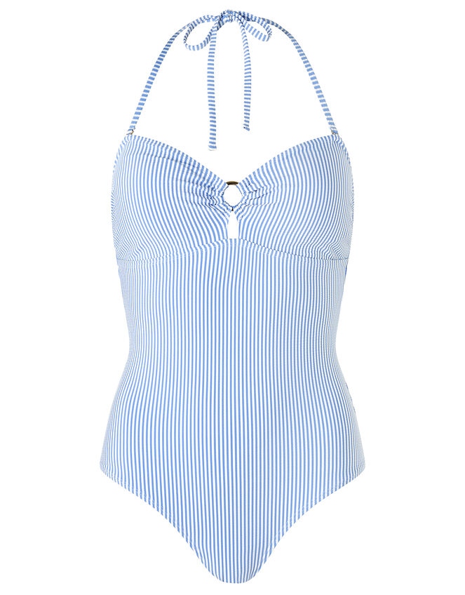 Bobbi Bandeau Swimsuit with Detachable Straps, Blue (BLUE), large
