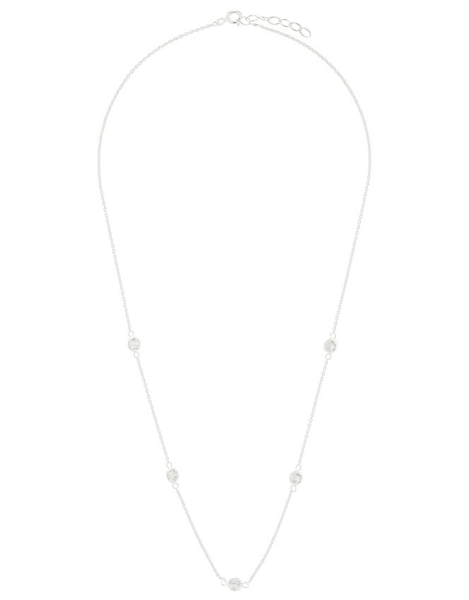 Sterling Silver Sparkle Station Necklace, , large