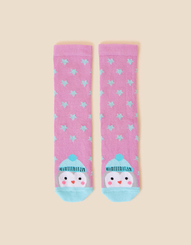 Girls Penguin Socks, Blue (BLUE), large