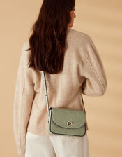 Faux Croc Cross-Body Bag, , large