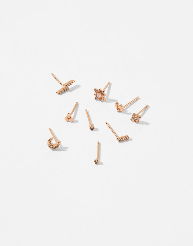 Rose Gold-Plated Single Stud Multipack, , large