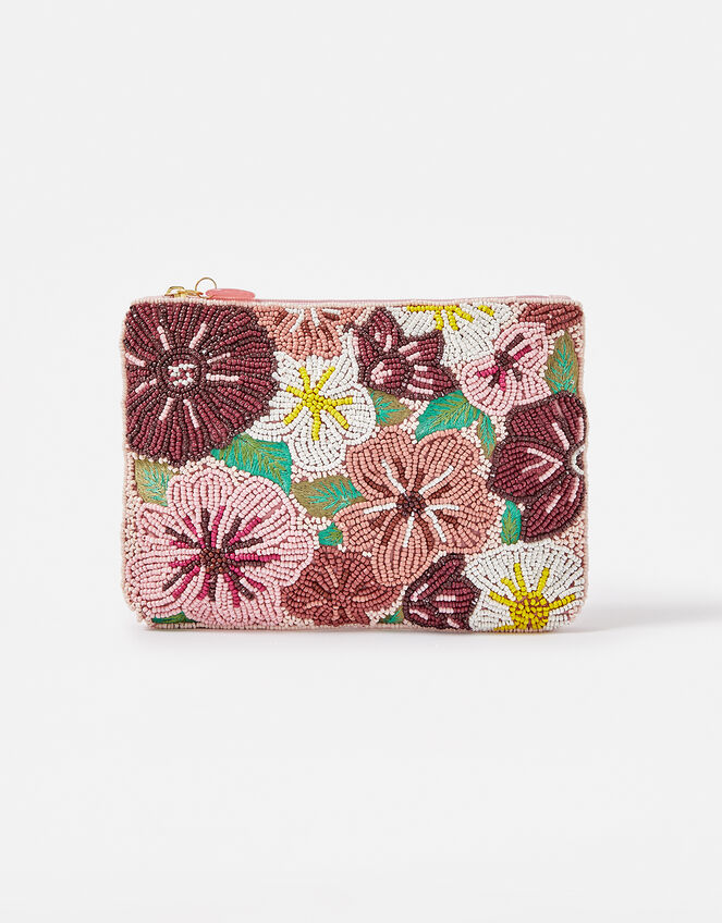 Floral Embroidered Pouch Bag, , large