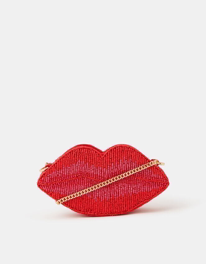 Beaded Lips Clutch Bag, , large
