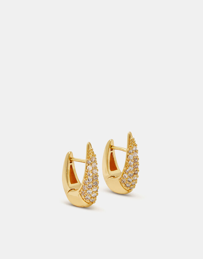14ct Gold-Plated Diamanté Hook Hoop Earrings, , large