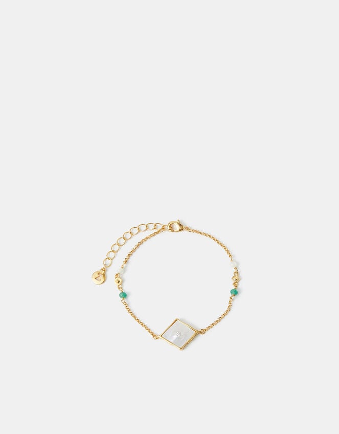 14ct Gold-Plated Mother Of Pearl Chain Bracelet, , large