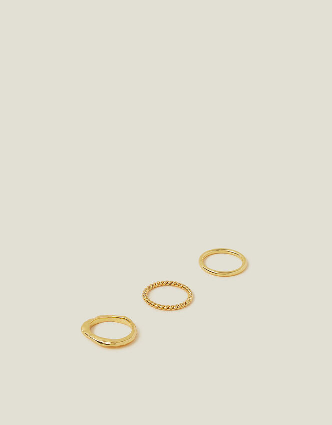 3-Pack 14ct Gold-Plated Mixed Rings, Gold (GOLD), large