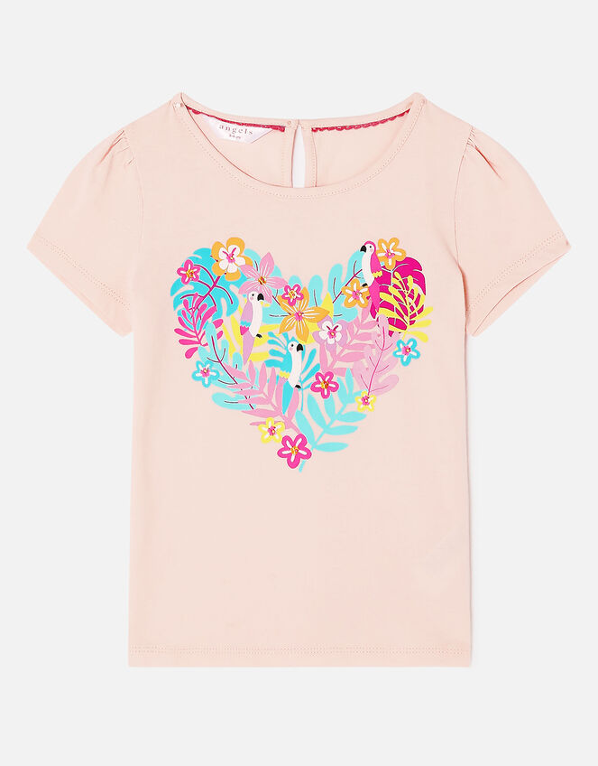 Girls Tropical Heart T-Shirt, Pink (PINK), large