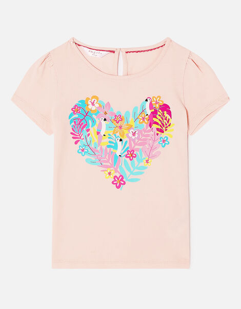 Girls Tropical Heart T-Shirt Pink, Pink (PINK), large