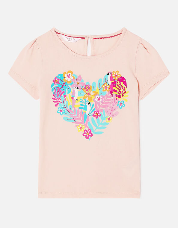 Girls Tropical Heart T-Shirt Pink, Pink (PINK), large
