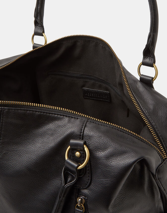 Double Zip Front Shoulder Bag, Black (BLACK), large