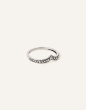 Sterling Silver Oxidised V-Shape Band Ring, Silver (ST SILVER), large