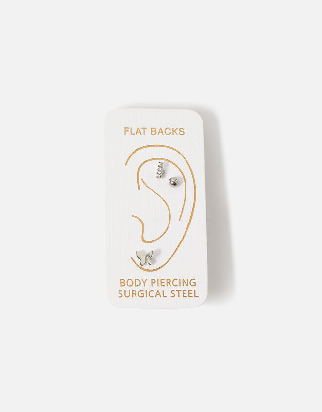 Surgical Steel Butterfly Studs Set of Three, , large