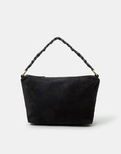 Braided Strap Suede Shoulder Bag, , large