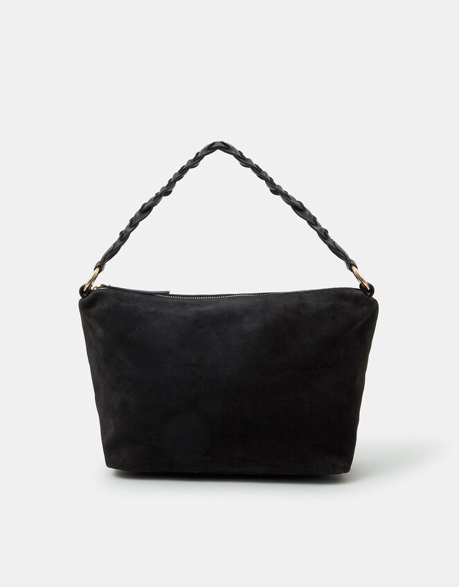 Braided Strap Suede Shoulder Bag, , large