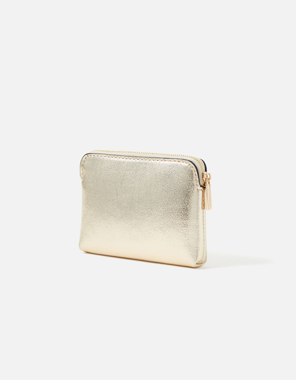 Shop Gold Small Leather Coin Purse Wallet- Zip with Key chain Online | R&B  UAE
