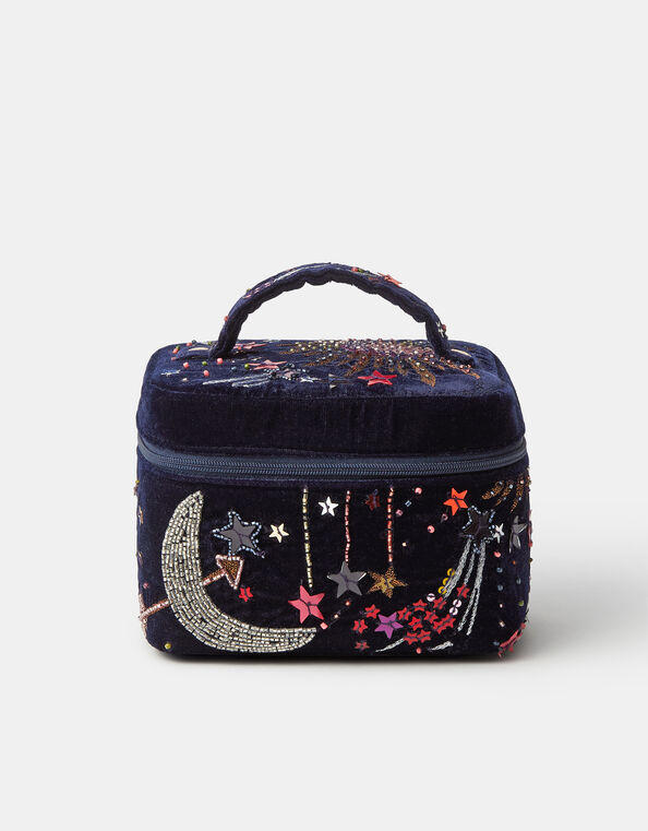 Embellished Celestial Velvet Make Up Bag, , large