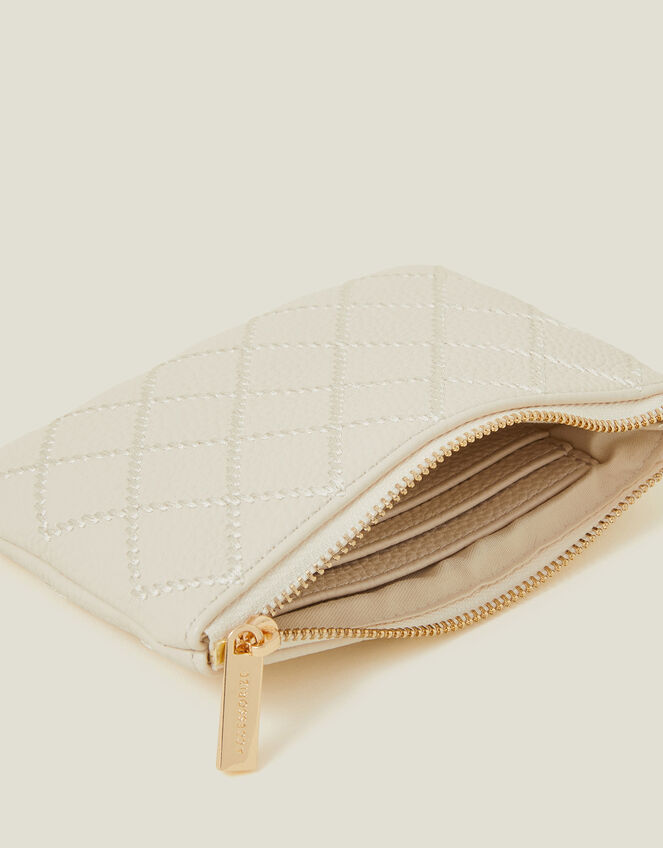 Quilt Stitch Coin Purse, Cream (CREAM), large