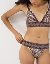 Palm Print Band Bikini Bottoms, Brown (BROWN), large