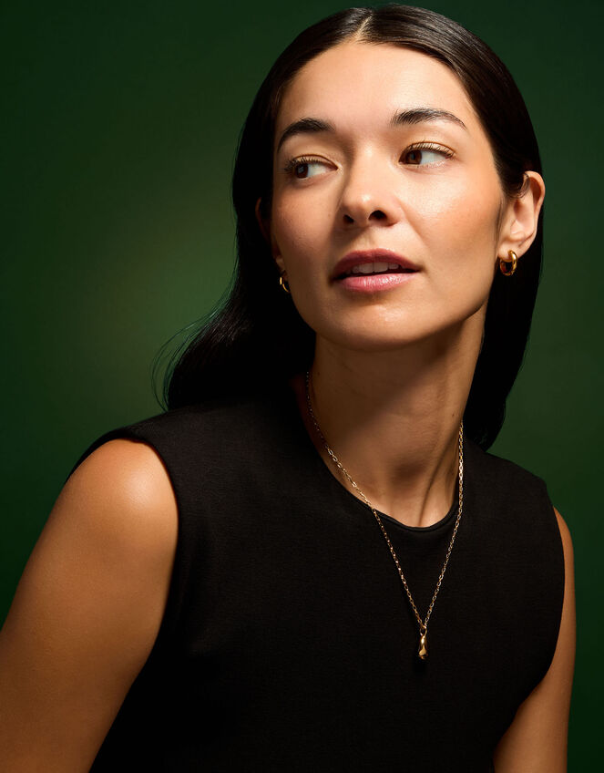 Stainless Steel Molten Nugget Pendant Necklace, , large