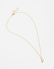 Gold Vermeil Initial Pendant Necklace - V, , large