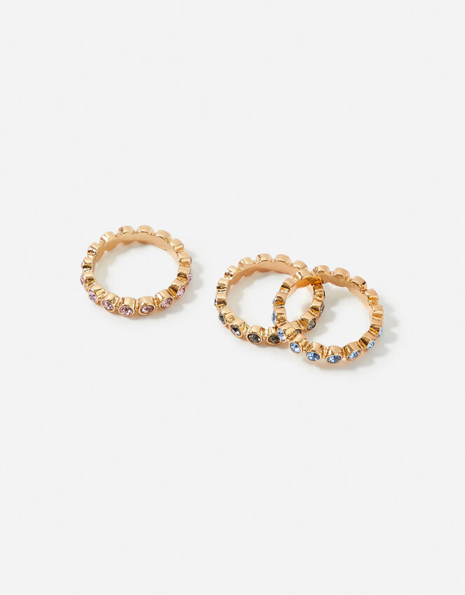 Pastel Pop Bezel Eternity Ring Set, Multi (PASTEL-MULTI), large
