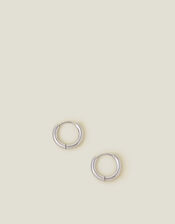 Platinum-Plated Stainless Steel Hoop Earrings, , large