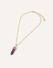 Semi-Precious Stone Pendant Necklace, Purple (PURPLE), large