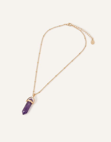 Semi-Precious Stone Pendant Necklace Purple, Purple (PURPLE), large
