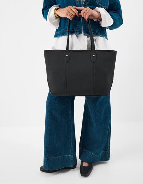 Plain Tote Bag, Black (BLACK), large