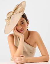 Bow Disc Fascinator, Natural (CHAMPAGNE), large
