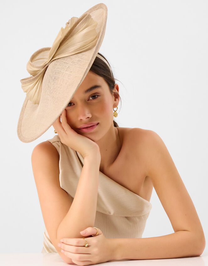 Bow Disc Fascinator, Natural (CHAMPAGNE), large