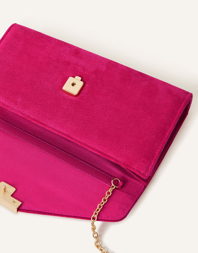 Suedette Envelope Clutch Bag, Pink (FUCHSIA), large