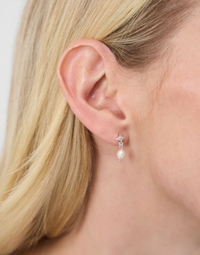 5-Pack Sterling Silver-Plated Pearl Stud & Hoop Earrings, , large