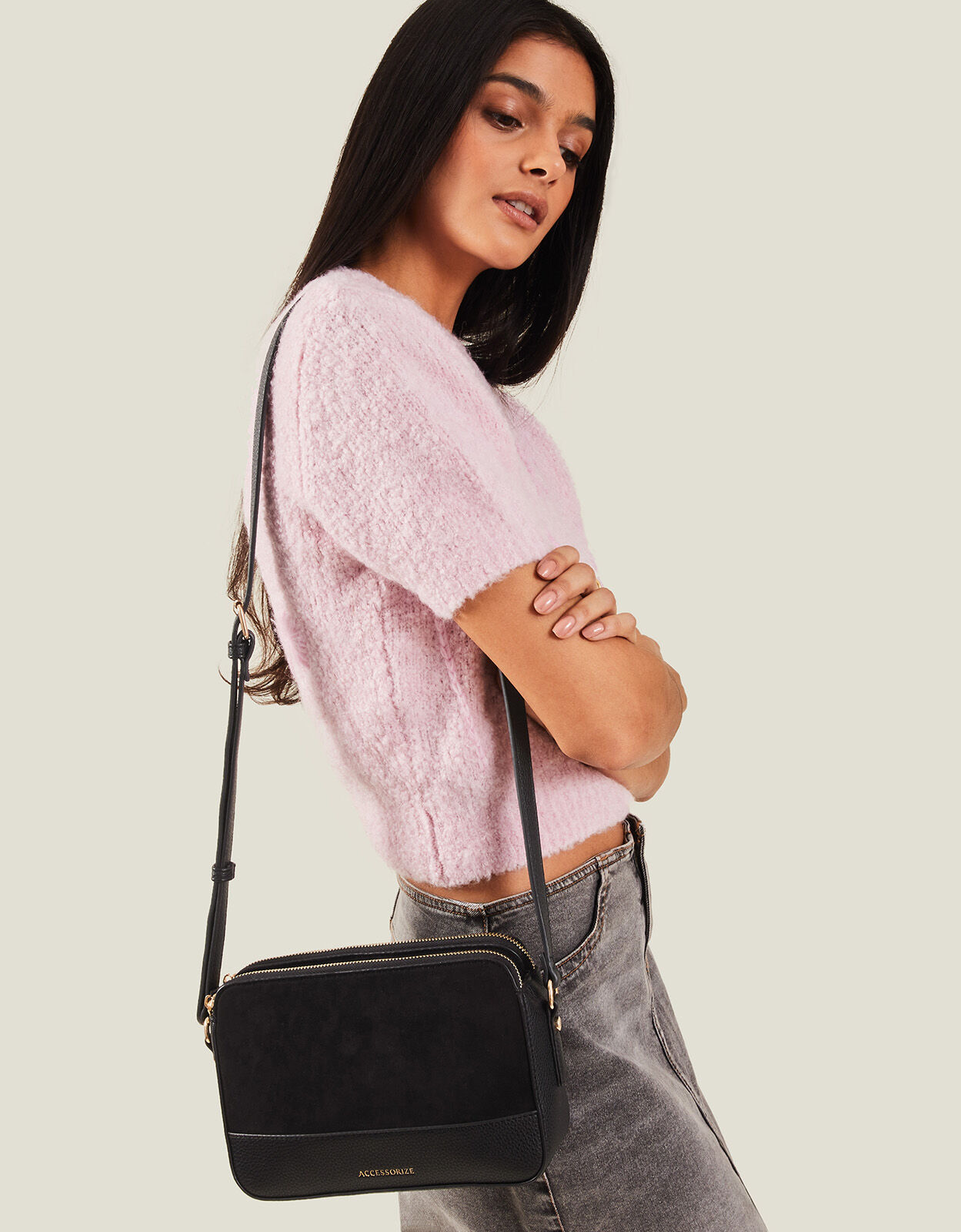 Womens black side bag discount