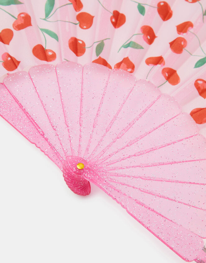Girls Cherry Print Foldable Fan, , large