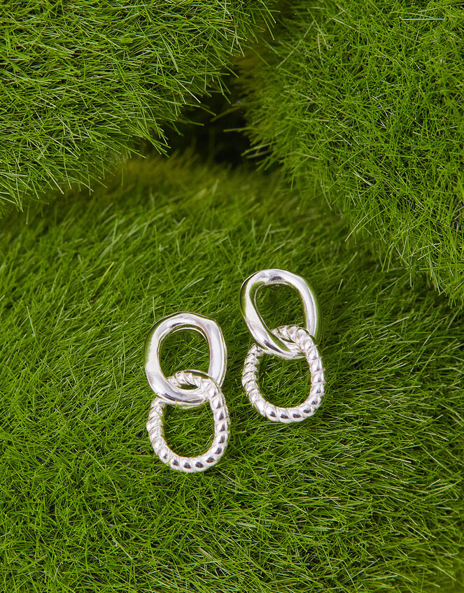 Sterling Silver Twist Drop Earrings, , large